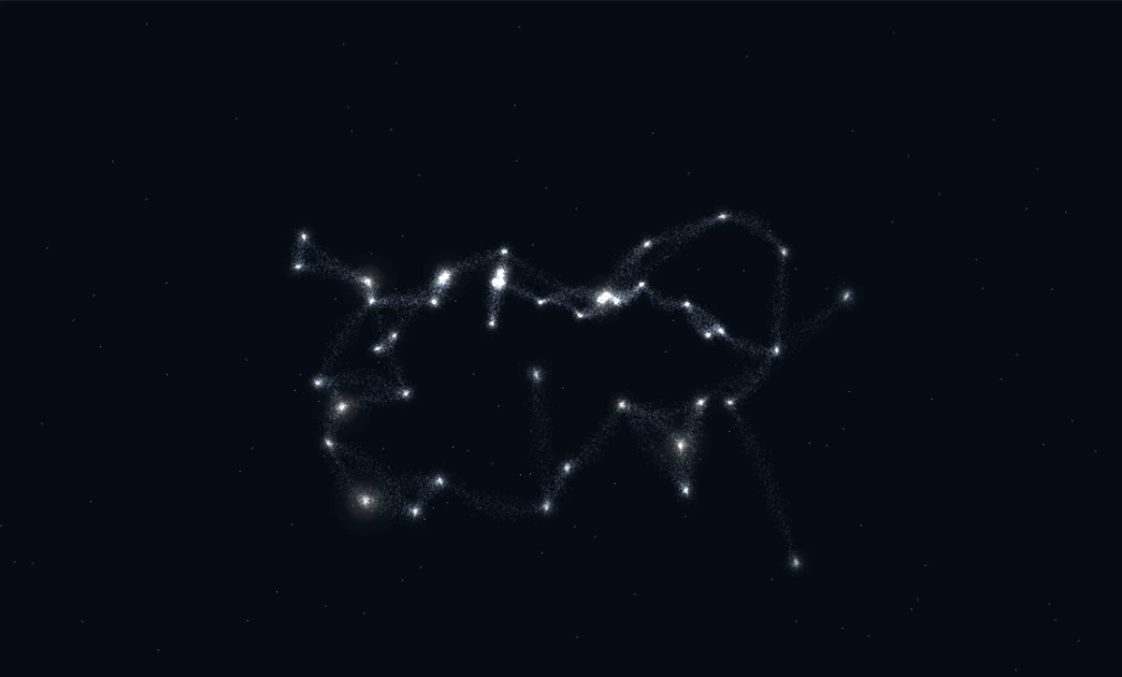 星系团与丝状结构组成的三维宇宙网示意